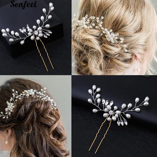 Stylish Wedding Decor Glossy Rhinestone Faux Pearl Women Clip Hair Style Tool