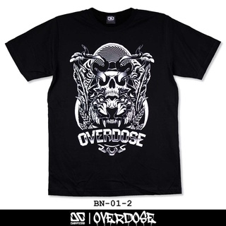 Overdose T-shirt เสื้อยืดคอกลม สีดำ รหัส BN-01-2(โอเวอโดส)