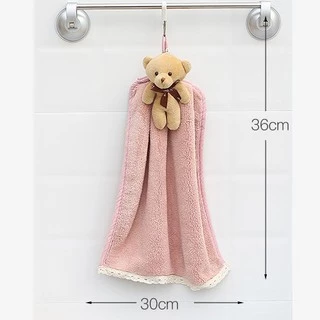 ShopAt.Two[NP-7132] ผ้าเช็ดมือแบบแขวน ตุ๊กตาหมี ผ้าเช็ดทำความสะอาดเอนกประสงค์