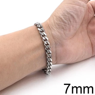 สร้อยข้อมือสเตนเลส 4-8 มม. ยาว 18 ซม. สีเงิน สําหรับผู้ชาย และผู้หญิง