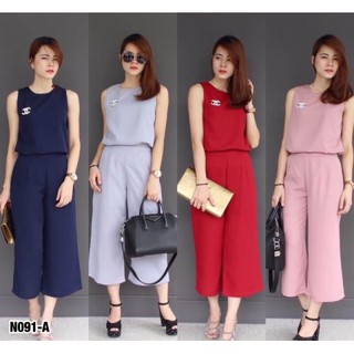 ์N091a Set 2 ชิ้น เสื้อแขนสั้นคิกลม + มาพร้อมกางเกงชา5ส่วน