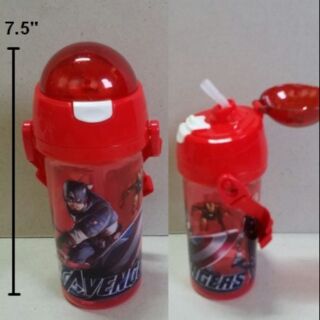 กระติกน้ำ BPA Free อเวนเจอร์ Avengers มีหลอดในตัว ถอดสายได้ ขนาดสูง 7.5 นิ้ว