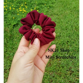 NK21 โดนัทรัดผม ไซส์มินิ หนังยางรัดผม สีเเดงเลือดหมู Mini Scrunchies,Scrunchies,Scrunchy,Hair accessories