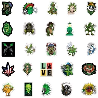 พร้อมส่ง!กัญชาไทย green plants sticker สติกเกอร์ กันน้ำ รูปแบบที่แตกต่างกัน KFC starbuck weed 50ชิ้น