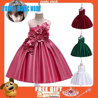 girl Stylish and elegant princess dress, sleeveless party dress,เดรสเด็กผู้หญิง ชุดเดรส เครื่องแต่งกายเด็ก กระโปรงเจ้าหญ