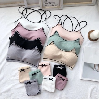 พร้อมส่ง Cutie Bra Set เซ็ตบรา+กางเกงใน น่ารักปนเซ็กซี่ ใส่สบายผ้านุ่มมากกจ้า