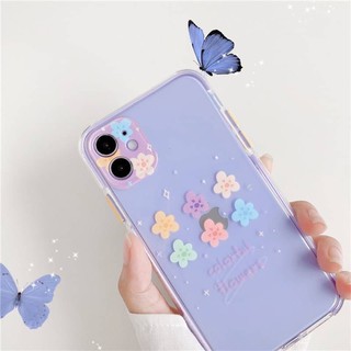 🔅เคสใสดอกไม้ F52 ขอบม่วง 📱i7,7+,8,8+,x,xs,xr,xsmax,11,11pro,11promax,S