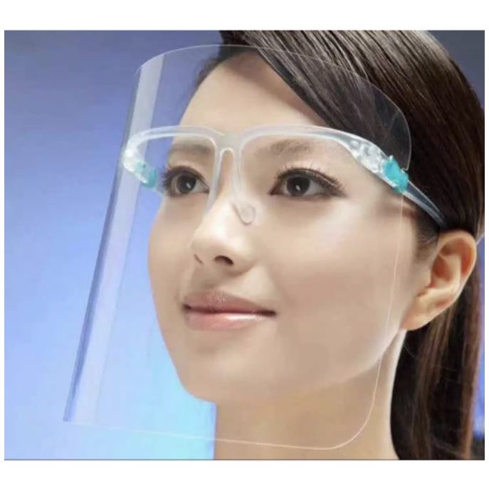 พร้อมส่ง💥 เฟซชิลด์ Faceshield หน้ากากคลุมหน้า แบบแผ่นใสติดขาแว่น ช่วยป้องกันละอองฝอย เหมาะสำหรับใช้คู่กับหน้า