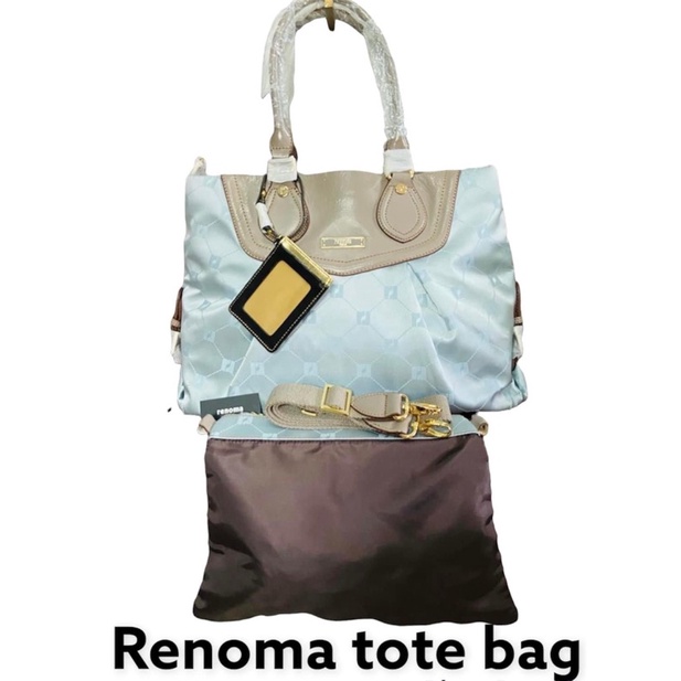 Renoma tote bag สภาพใหม่เก่าเก็บยังไม่แกะซีล พร้อมสายยาวแระใบลูก ขนาด15x11” มีร่องรอยตรงหนังบริเวณปากกระเป๋า
