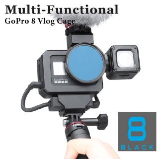 Ulanzi G8-5 โลหะ Vlog กรณีกรงสำหรับ GoPro ฮีโร่สีดำ 8 ขยายรองเท้าเย็นภูเขาสำหรับไมโครโฟนไฟ LED