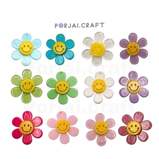 จี้ดอกไม้หน้ายิ้ม Smiley flower pendants 31mm