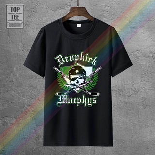 T-shirt  เสื้อยืดผ้าฝ้าย 100% พิมพ์ลายหัวกะโหลก Dropkick Murphys Music Band Hockey สีดํา สไตล์ฮาราจูกุ สําหรับผู้ชาย LHZ