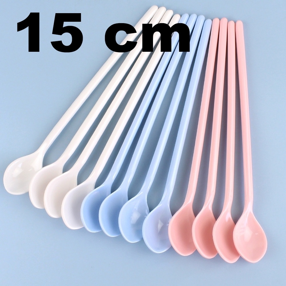 ช้อนยาว 15 Cm (คละสี) รุ่น Tea-kids-coffee-milkshake-plastic-spoon-00f-T7