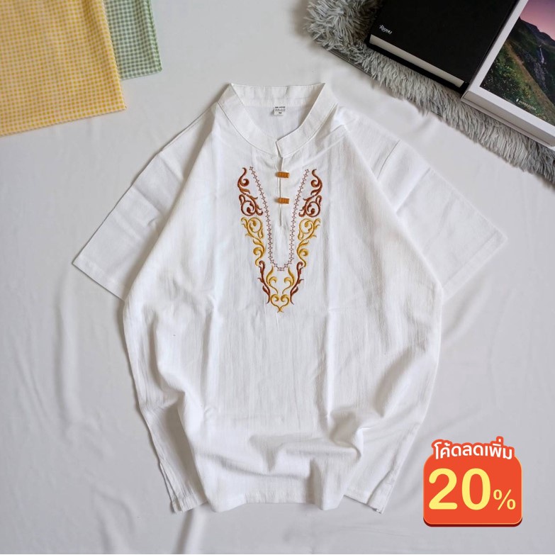 เสื้อคอจีนวินเทจผ้าcotton เสื้อผ้าฝ้าย ใส่ได้ทั้งชายเเละหญิง