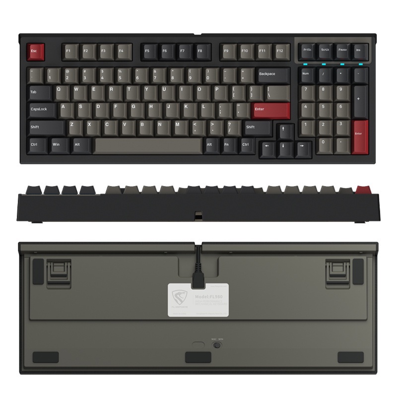 FlEsports Fl980 คีย์บอร์ด 98 ปุ่มสวิทช์ Pbt Rgb แป้นพิมพ์แบบใช้สาย ...