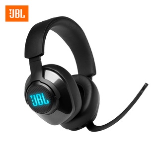 JBL Quantum 400 Wired Over Ear Gaming Headphones ชุดหูฟังเกมมิ่งแบบครอบหูพร้อมไมค์แบบบูมสีดำ เอฟเฟกต์แสงไฟ RGB