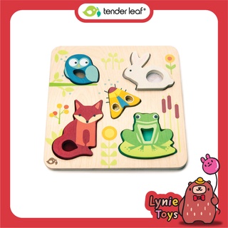 Tender Leaf Toys ของเล่นไม้ ของเล่นเสริมพัฒนาการ บอร์ดกระตุ้นประสาทสัมผัสลายสัตว์ Touchy Feely Animals