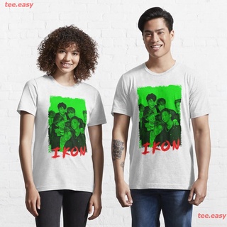 เสื้อยืดผ้าฝ้าย iKON Kpop Group Members Green Korean Kpop RGB Color Design Essential T-Shirt iKON เสื้อยืด BOBBY ผู้หญิง