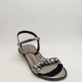 A49รองเท้ารัดส้นหน้าเพชร Kwintra รุ่น Sandals Blink สีเทาเมทาลิค