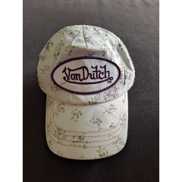 หมวก von dutch ลายดอกสีม่วงของแท้ 100%