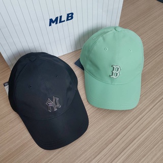 &lt;พร้อมส่ง&gt;MLB Nylon Basic Ball Cap หมวก MLB ผ้าไนล่อน Free size ด้านหลังมีสายปรับขนาดได้ 3 สีดำ เขียว เลม่อน