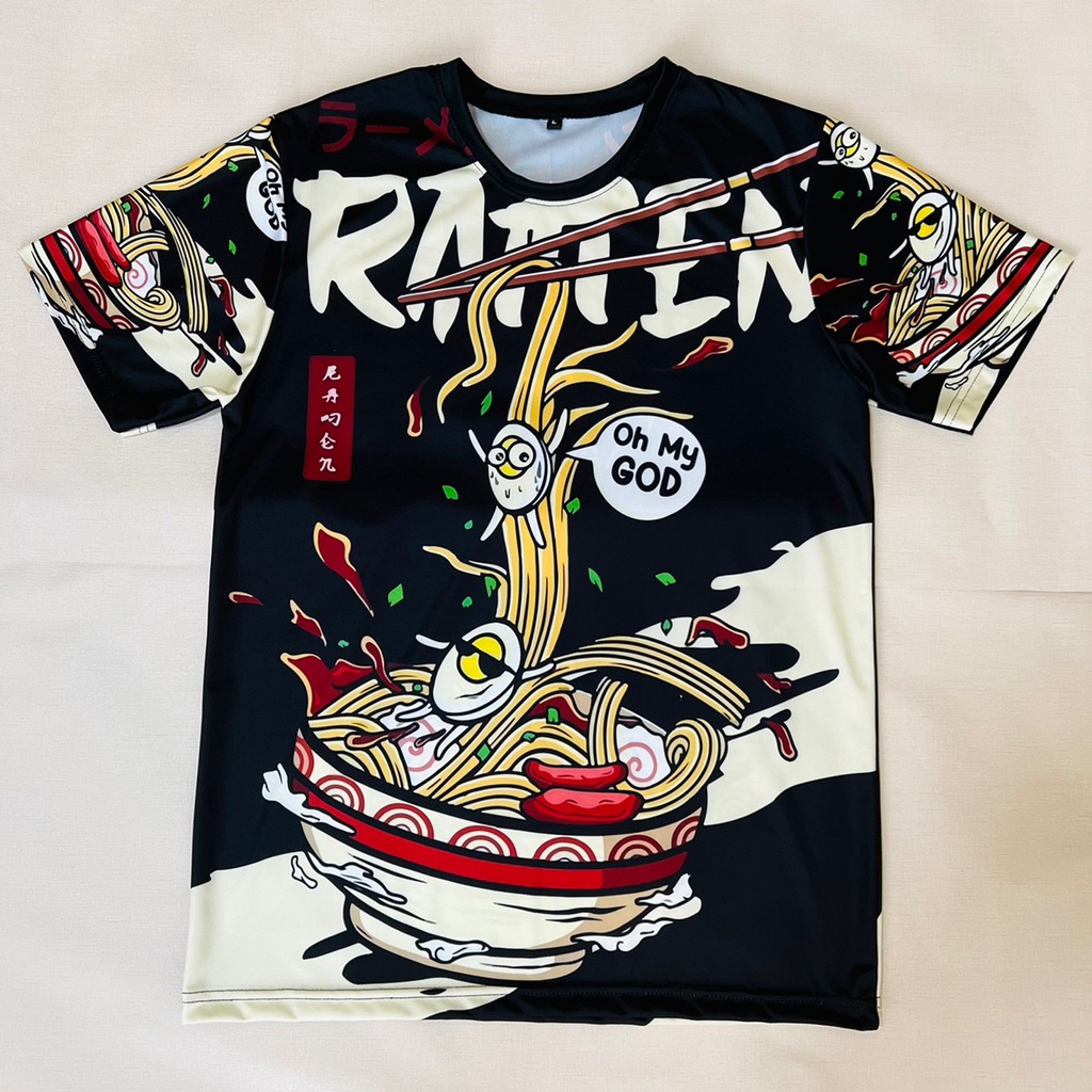 เสื้อยืดลายราเมง สีดำ สไตล์ญี่ปุ่น ลายใหม่ล่าสุด สุดสวย