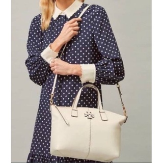 แท้💯%👜 Tory Burch Mcgraw Top-zip Satchel สีขาวครีม (Shop Outlet)