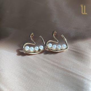 ต่างหูรูปหัวใจ ต่างหูมุก ต่างหูมุกเทียม ต่างหูแฟชั่น H Earrings