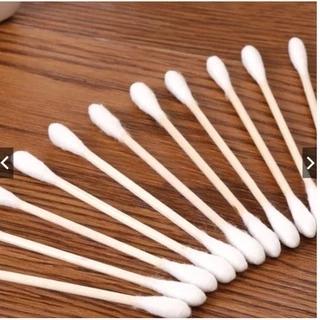 คอตตอนบัด 100 ก้าน (แพ็คเดี่ยว) Cotton buds สำลีปั่นหูด้ามไม้ สำลีไม้ สำลีก้าน สำลีเช็ดเครื่องสำอาง