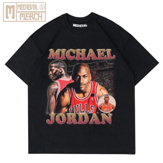 ผ้าฝ้ายแท้เสื้อยืด พิมพ์ลาย Michael JORDAN VINTAGE LAKERS BULLS 23 - TEE OVERSIZE สีดํา สําหรับผู้หญิง และผู้ใหญ่ 24SS-5