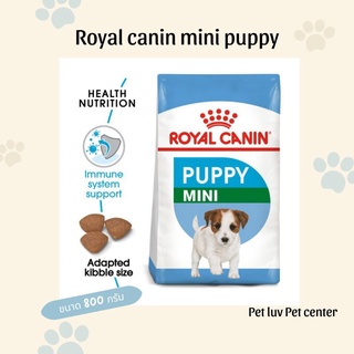 Royal canin mini puppy โรยอลคานิน อาหารสำหรับลูกสุนัข 2-10 เดือน พันธุ์เล็ก ขนาด 800 กรัม