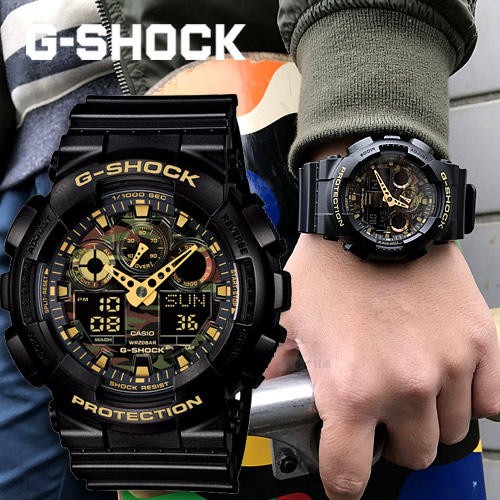 G-Shock mens นาฬิกา Casio รุ่นกันน้ำและกันกระแทก GA-100CF-1A9DR กีฬาแฟชั่นสบายๆ - Black/Gold