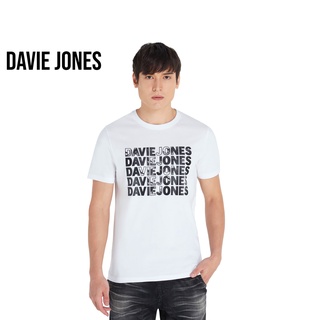 เสื้อยืดผ้าฝ้ายพิมพ์ลายราคาต่ำสุดDAVIE JONES เสื้อยืดพิมพ์ลาย สีขาว Graphic Print T-Shirt in white LG0028WHขนาดเต็มS-3XL
