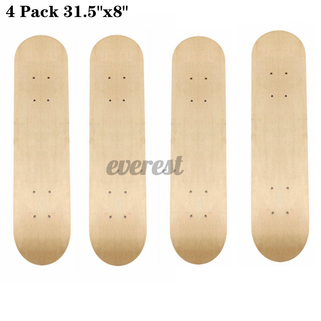 New 31'' Blank Skateboard Decks 7-Layer Maple Double Concave Natural Skate
