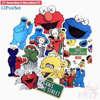 สติกเกอร์ ลายการ์ตูน Sesame Street &amp; Kaws 12 ชิ้น / ชุด สําหรับตกแต่งแล็ปท็อป