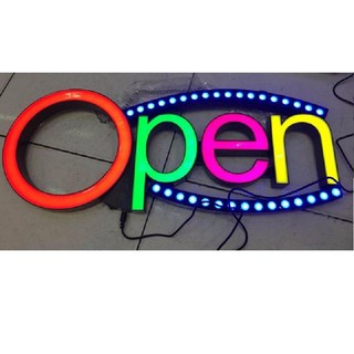 ป้ายไฟ Open ป้ายไฟ Led ป้ายไฟสำเร็จรูป แบบ B ขนาด 50*27 ซม. กันน้ำ กระพริบไฟ