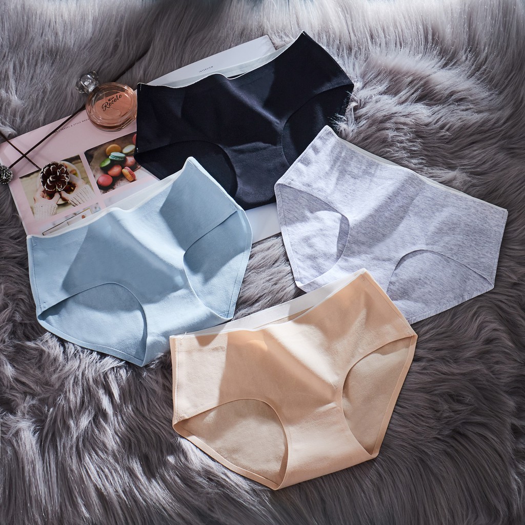 Meaya 383#Cotton กางเกงในหญิง ผ้าคอตตอนไร้ขอบ ไร้ร่องรอย ผ้าคอตตอนแท้ เกรดระดับAAA เป้าลายรังผึ้งช่วยต้านแบคทีเรีย