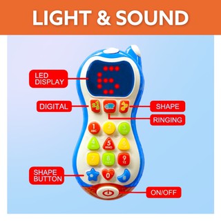 ☎️โทรศัพท์ของเล่น โทรศัพท์มือถือเด็ก สอนตัวเลข รูปทรงและสี มีไฟและมีเสียง TK-136B