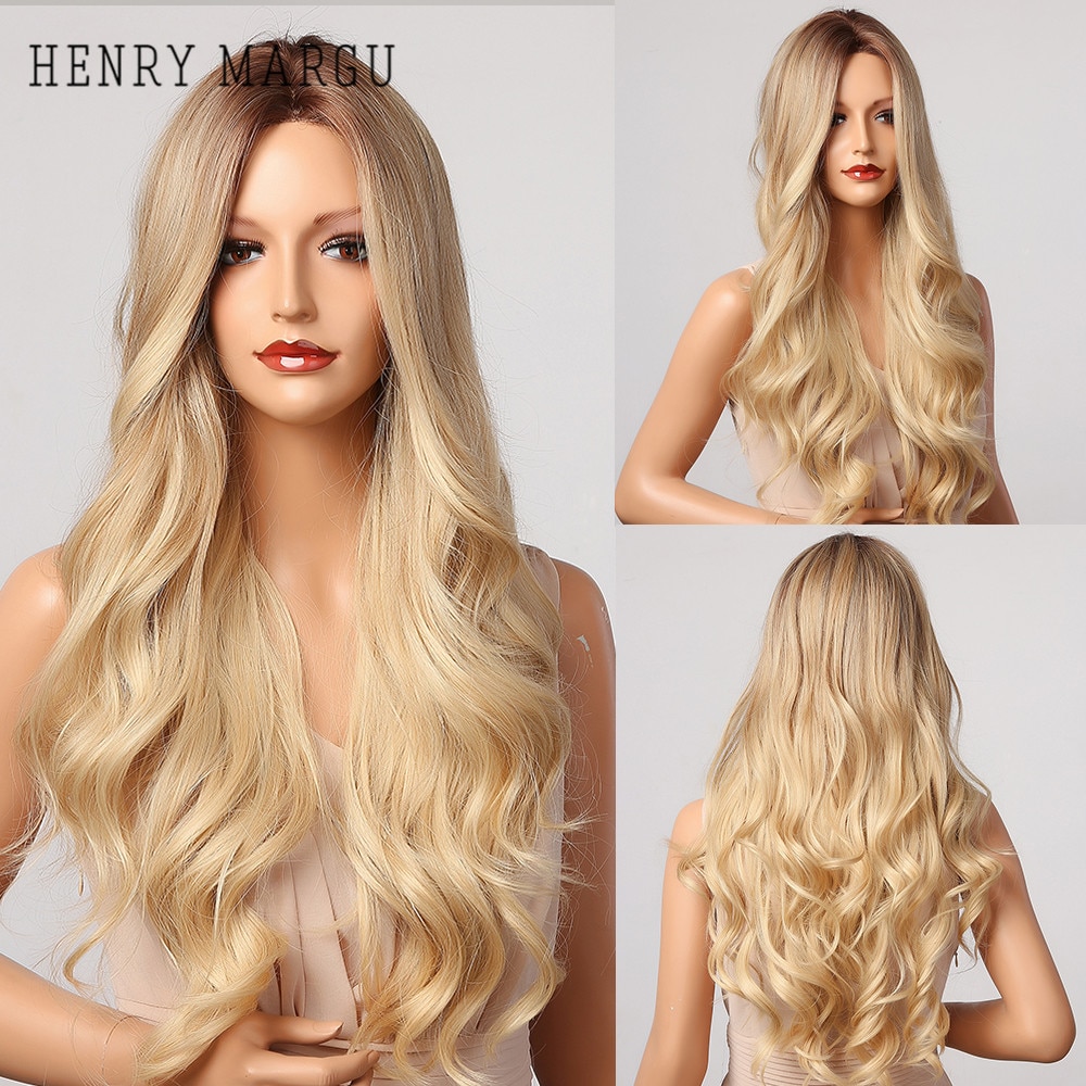 Hot Stockhenry Margu Blonde Platinum Ombre Brown Synthetic Wig For