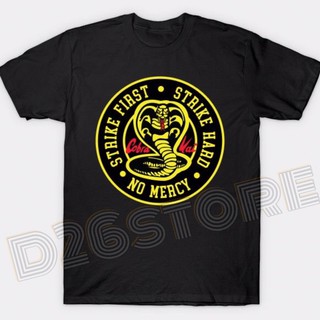 [S-5XL]เสื้อยืด ลาย Cobra Kai Strike First Strike Hard No Mercy Film Karate สําหรับเด็ก