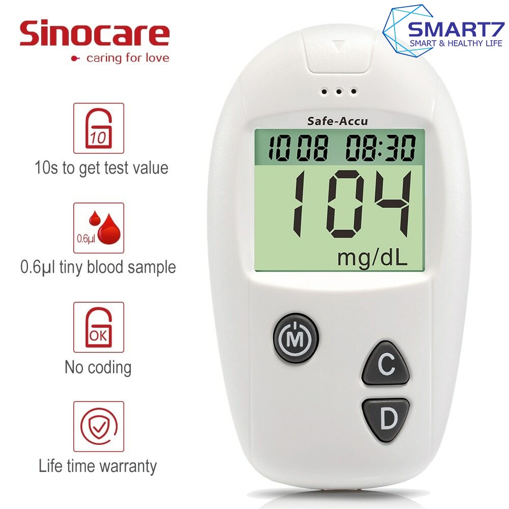 🔥พร้อมส่ง🔥เครื่องวัดน้ำตาลในเลือด Sinocare Safe-Accu เครื่องตรวจน้ำตาล (อุปกรณ์เสริม:แผ่นตรวจ 50ชิ้น+ อุปกรณ์สำหรับปากกา