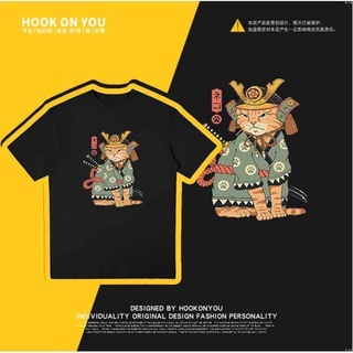 เสื้อยืดคอกลมcrew neckเสื้อยืดแขนสั้นลําลอง คอกลม พิมพ์ลายการ์ตูนแมวราเมน แฟชั่นฤดูร้อน สไตล์ญี่ปุ่น สําหรับผู้ชาย และผู