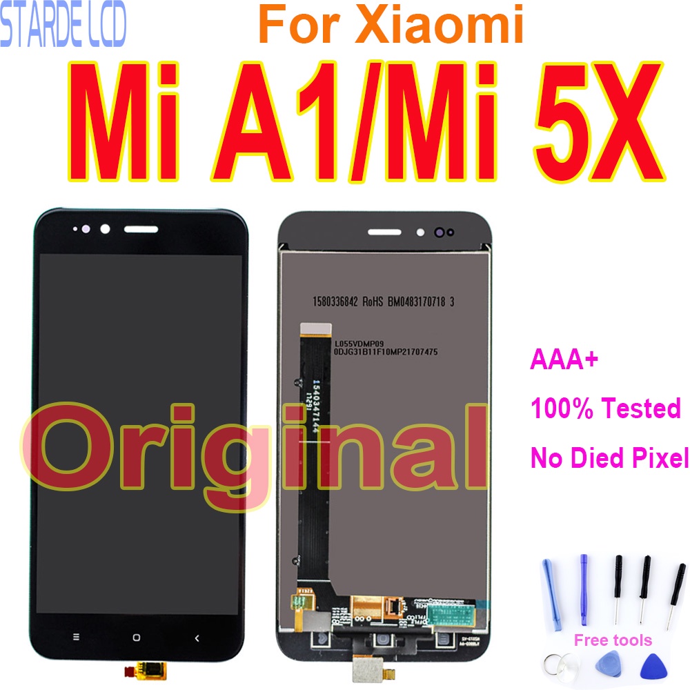 100% Original 5.5"LCD Display For Xiaomi Mi A1 MiA1 MA1 5X M5X Touch Screen Digitizer Assembly Sensor with Frame Re