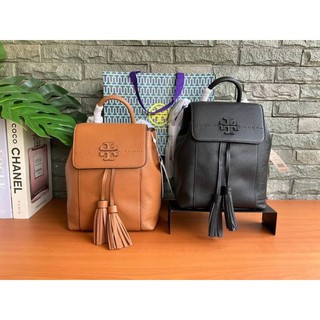 แท้💯 outlet Tory Burch Thea Mini Backpack Tassels Pebbled Leather Black