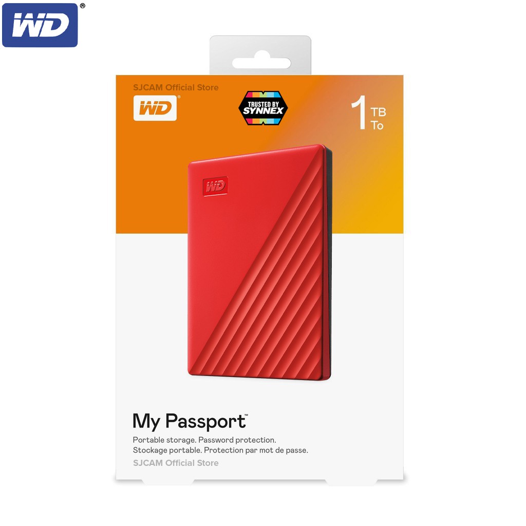 WD External Harddisk 1TB ฮาร์ดดิสก์แบบพกพา My Passport, USB 3.0 External HDD 2.5" (WDBYVG0010BRD-WESN) สีแดง ประกัน 3ปี