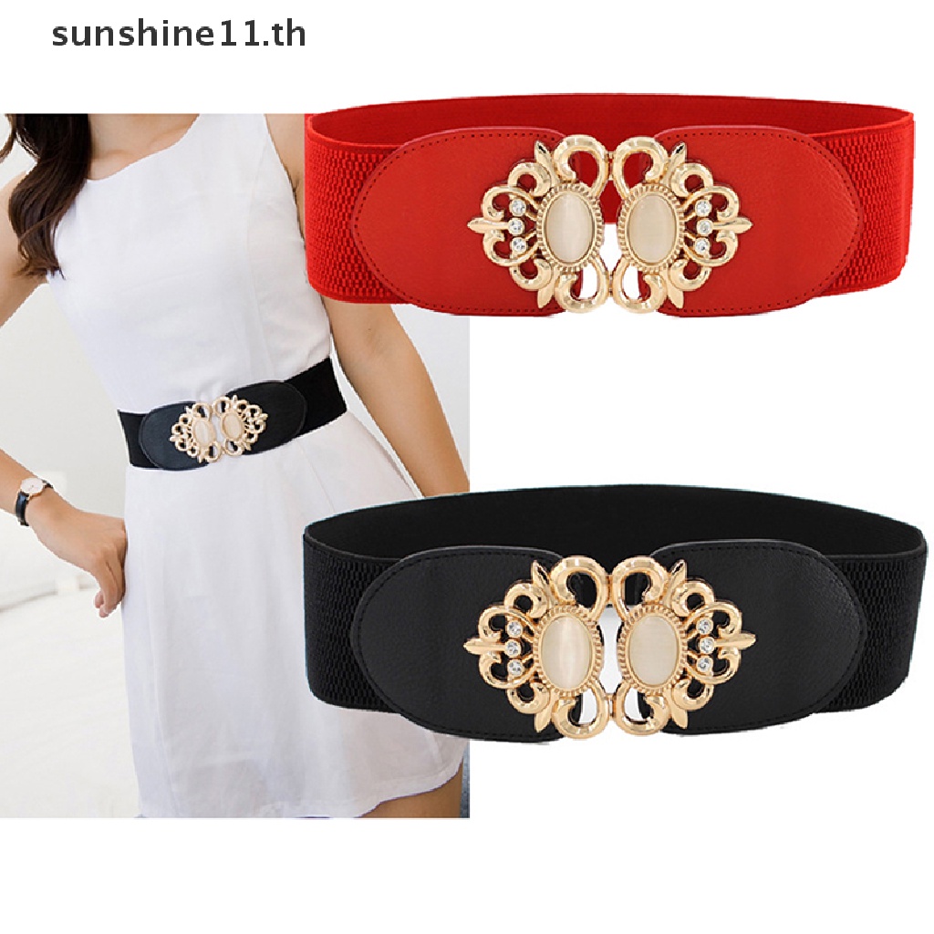 【SSEN】แฟชั ่ นผู ้ หญิง Retro Elastic Stretchy Dress N เข ็ มขัดเอวชุดอุปกรณ ์ เสริม