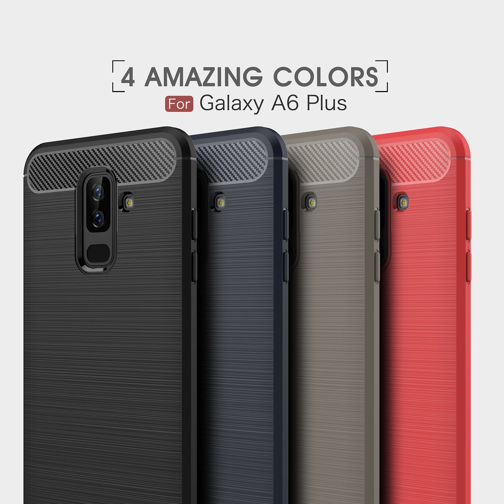 เคส Phone Case Samsung Galaxy A6 Plus คาร์บอนไฟเบอร์ เคสอ่อนนุ่ม โทรศัพท์ กรณี