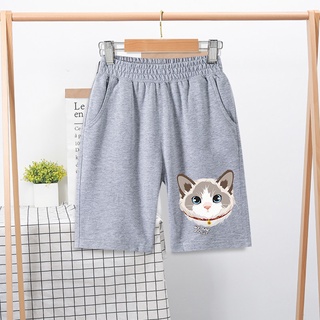 F213กางเกงเด็กกีฬาขาสั้นรุ่นมีกระเป๋าเอวยาวยืดใส่สบายได้ทั้งเด็กชายและเด็กหญิง