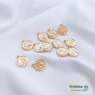 จี้สร้อยคอ สร้อยข้อมือ ทองแดง ชุบทอง 14K ทรงกลม 12 กลุ่มดาว แฮนด์เมด diy