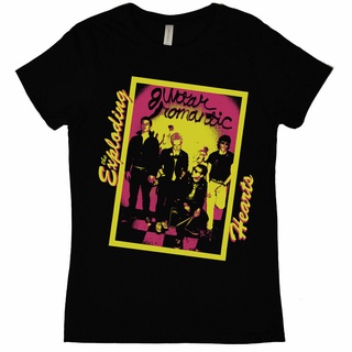 [100% Cotton] เสื้อยืดผ้าฝ้าย พิมพ์ลายกีตาร์ Exploding Hearts The Guitar Romantic GJping47KDemcg22